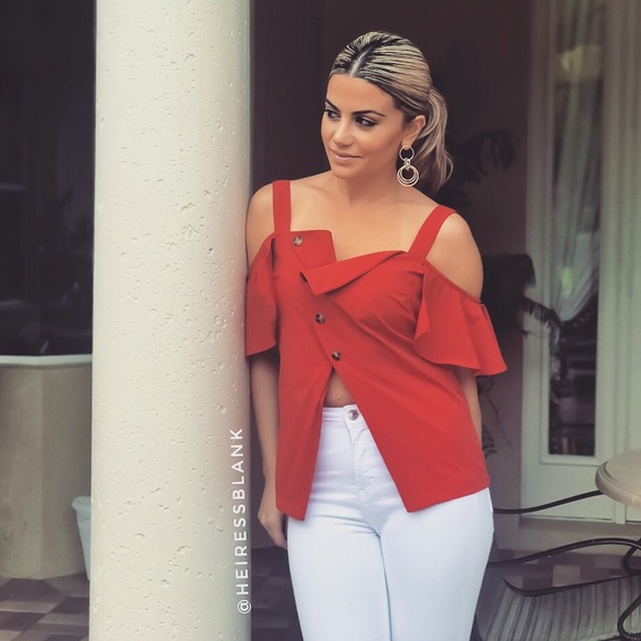 rust cold shoulder top - Picture 4 of 9